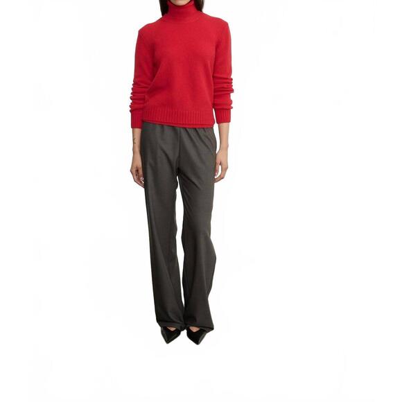 NEW ENZA COSTA cashmere easy long sleeve crew top in classic red